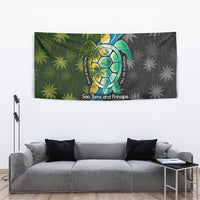 Sea Turtle Sao Tome and Principe Tapestry with Ocean Tide and Tropical Palm Design
