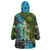Sea Turtle Sao Tome and Principe Wearable Blanket Hoodie with Ocean Tide and Tropical Palm Design