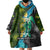 Sea Turtle Sao Tome and Principe Wearable Blanket Hoodie with Ocean Tide and Tropical Palm Design