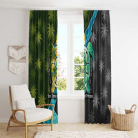 Sea Turtle Sao Tome and Principe Window Curtain with Ocean Tide and Tropical Palm Design