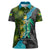 Sea Turtle Sao Tome and Principe Women Polo Shirt with Ocean Tide and Tropical Palm Design