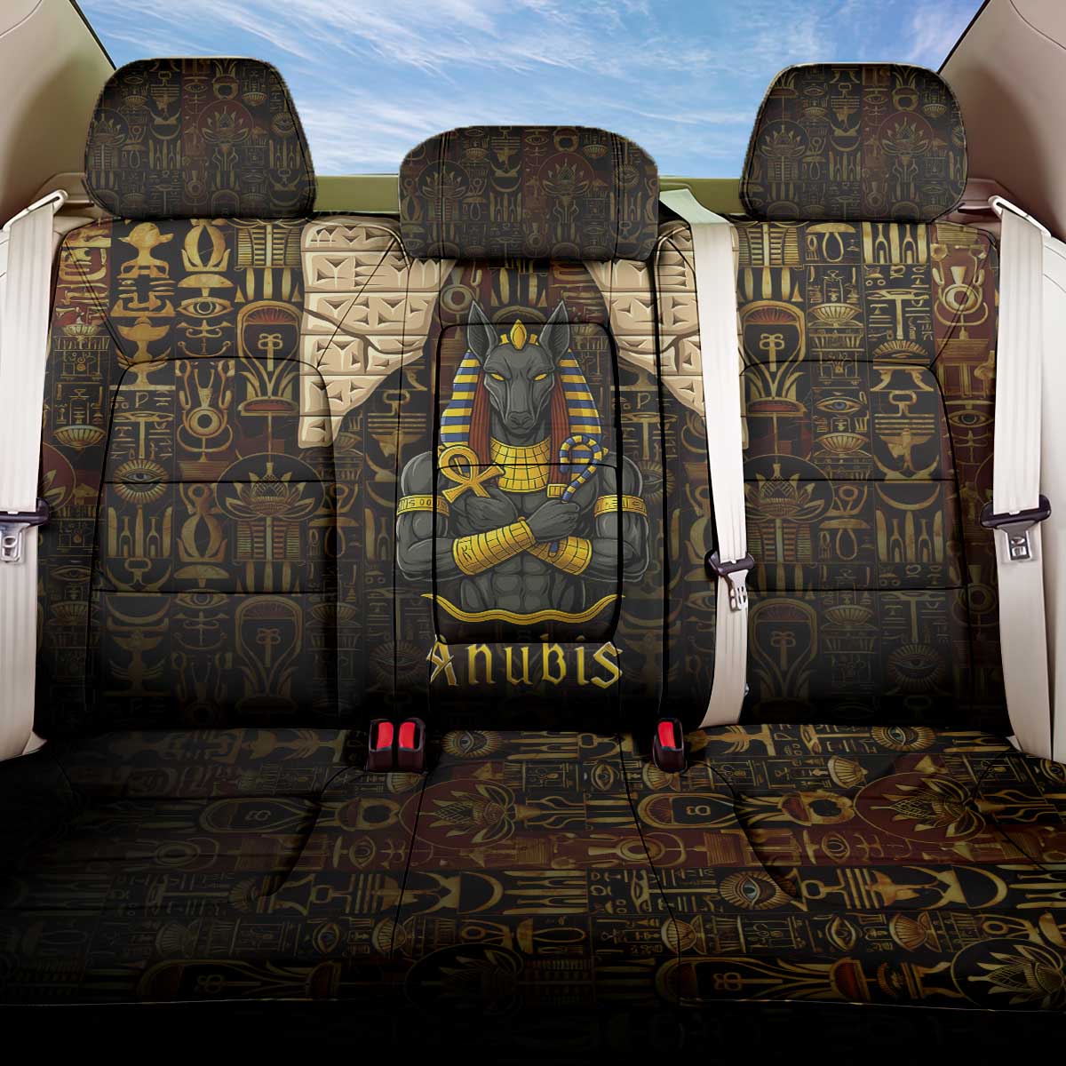 Anubis Egypt Back Car Seat Cover with Ancient Hieroglyph Pharaoh Spirit