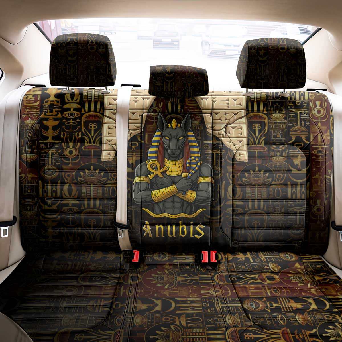 Anubis Egypt Back Car Seat Cover with Ancient Hieroglyph Pharaoh Spirit