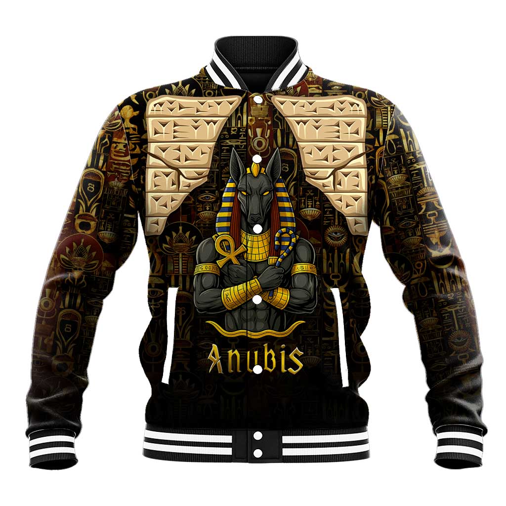 Anubis Egypt Baseball Jacket with Ancient Hieroglyph Pharaoh Spirit