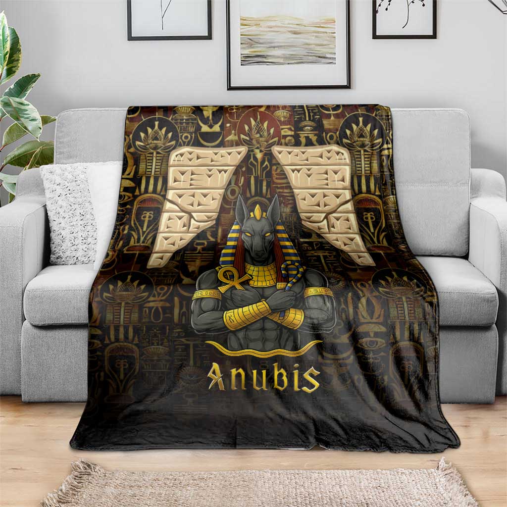Anubis Egypt Blanket with Ancient Hieroglyph Pharaoh Spirit