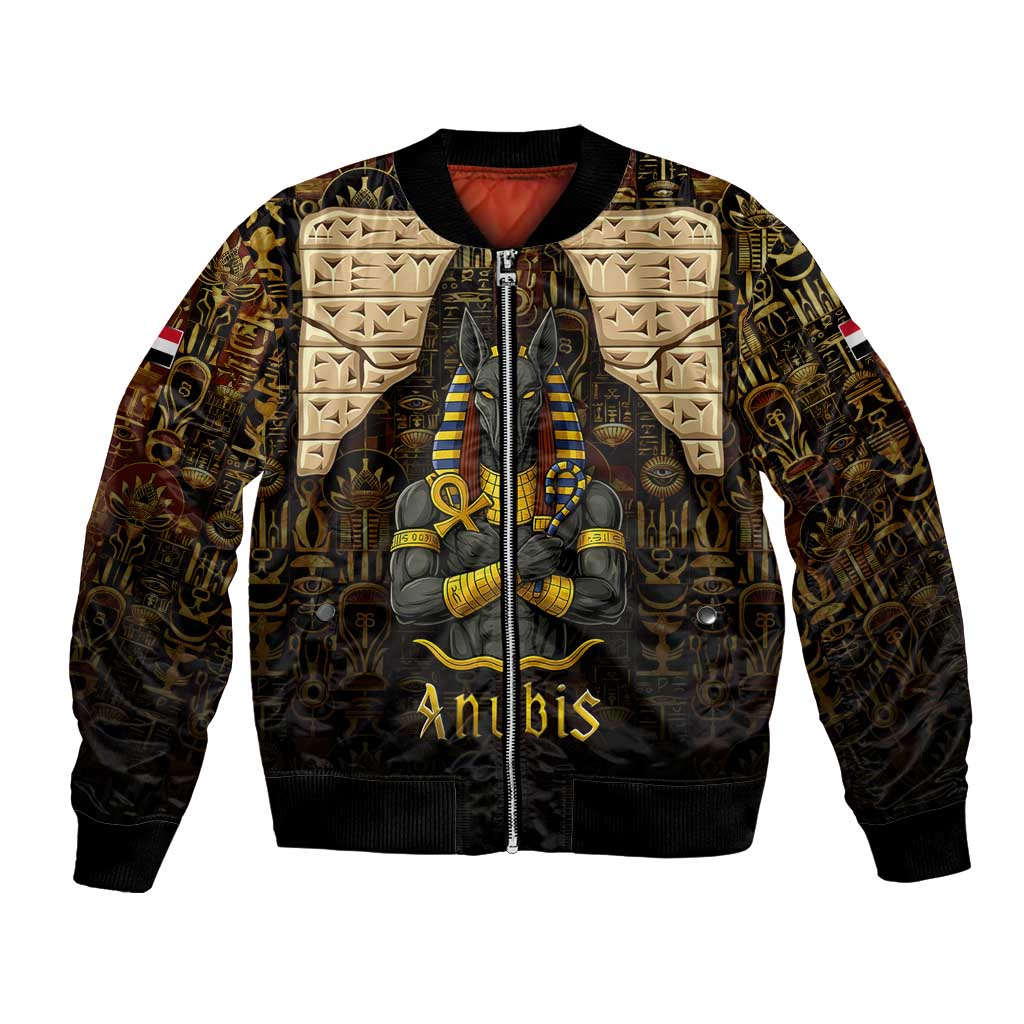 Anubis Egypt Bomber Jacket with Ancient Hieroglyph Pharaoh Spirit
