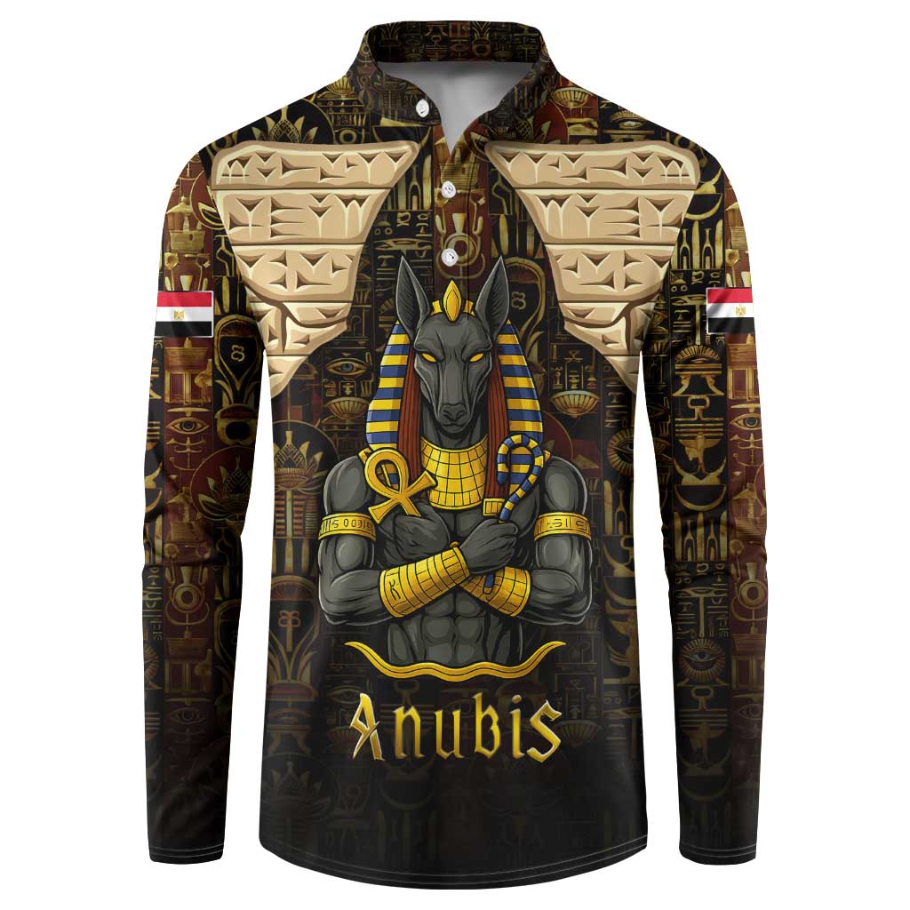 Anubis Egypt Button Sweatshirt with Ancient Hieroglyph Pharaoh Spirit