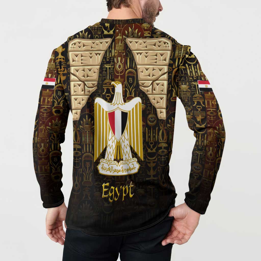 Anubis Egypt Button Sweatshirt with Ancient Hieroglyph Pharaoh Spirit