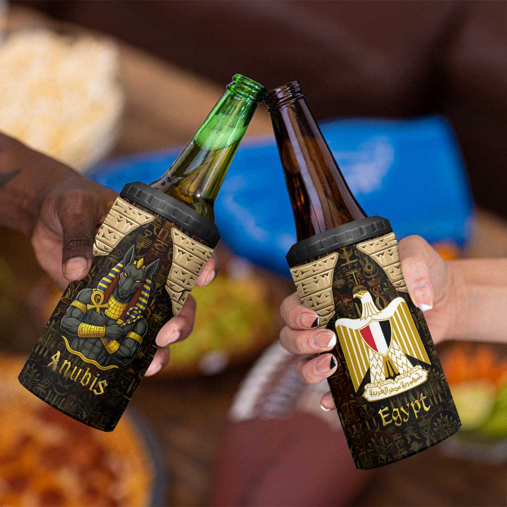 Anubis Egypt 4 in 1 Can Cooler Tumbler with Ancient Hieroglyph Pharaoh Spirit