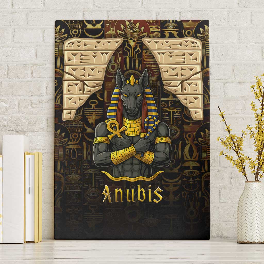 Anubis Egypt Canvas Wall Art with Ancient Hieroglyph Pharaoh Spirit