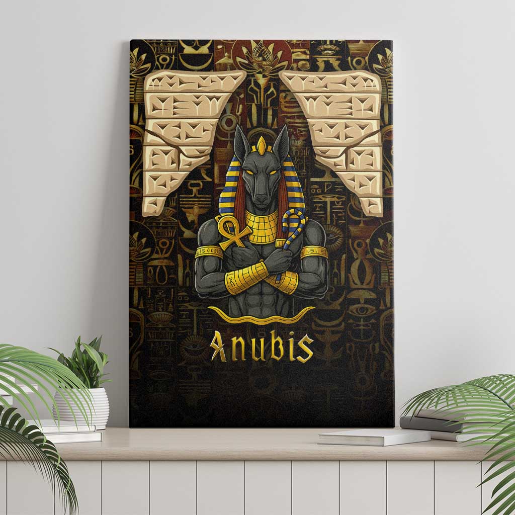 Anubis Egypt Canvas Wall Art with Ancient Hieroglyph Pharaoh Spirit
