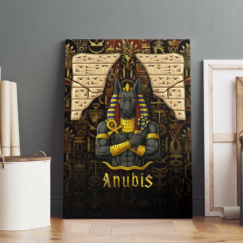 Anubis Egypt Canvas Wall Art with Ancient Hieroglyph Pharaoh Spirit