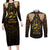 Anubis Egypt Couples Matching Long Sleeve Bodycon Dress and Long Sleeve Button Shirt with Ancient Hieroglyph Pharaoh Spirit