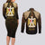 Anubis Egypt Couples Matching Long Sleeve Bodycon Dress and Long Sleeve Button Shirt with Ancient Hieroglyph Pharaoh Spirit