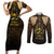Anubis Egypt Couples Matching Short Sleeve Bodycon Dress and Long Sleeve Button Shirt with Ancient Hieroglyph Pharaoh Spirit