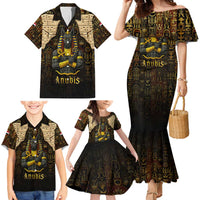 Anubis Egypt Family Matching Mermaid Dress and Hawaiian Shirt with Ancient Hieroglyph Pharaoh Spirit