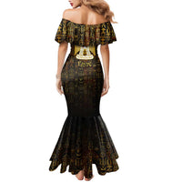 Anubis Egypt Family Matching Mermaid Dress and Hawaiian Shirt with Ancient Hieroglyph Pharaoh Spirit