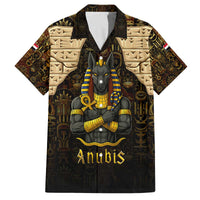 Anubis Egypt Family Matching Off The Shoulder Long Sleeve Dress and Hawaiian Shirt with Ancient Hieroglyph Pharaoh Spirit