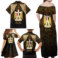 Anubis Egypt Family Matching Off Shoulder Maxi Dress and Hawaiian Shirt with Ancient Hieroglyph Pharaoh Spirit