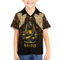 Anubis Egypt Family Matching Off Shoulder Maxi Dress and Hawaiian Shirt with Ancient Hieroglyph Pharaoh Spirit