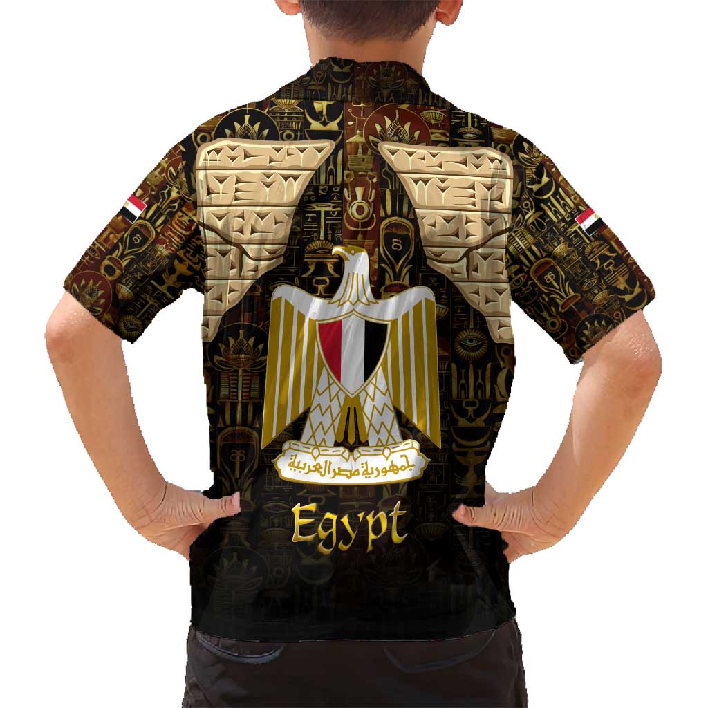 Anubis Egypt Family Matching Off Shoulder Short Dress and Hawaiian Shirt with Ancient Hieroglyph Pharaoh Spirit