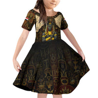 Anubis Egypt Family Matching Off Shoulder Short Dress and Hawaiian Shirt with Ancient Hieroglyph Pharaoh Spirit