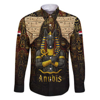 Anubis Egypt Family Matching Off Shoulder Short Dress and Hawaiian Shirt with Ancient Hieroglyph Pharaoh Spirit