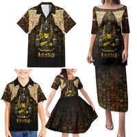 Anubis Egypt Family Matching Puletasi and Hawaiian Shirt with Ancient Hieroglyph Pharaoh Spirit