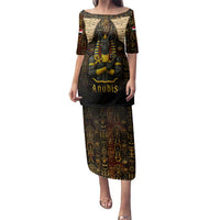 Anubis Egypt Family Matching Puletasi and Hawaiian Shirt with Ancient Hieroglyph Pharaoh Spirit