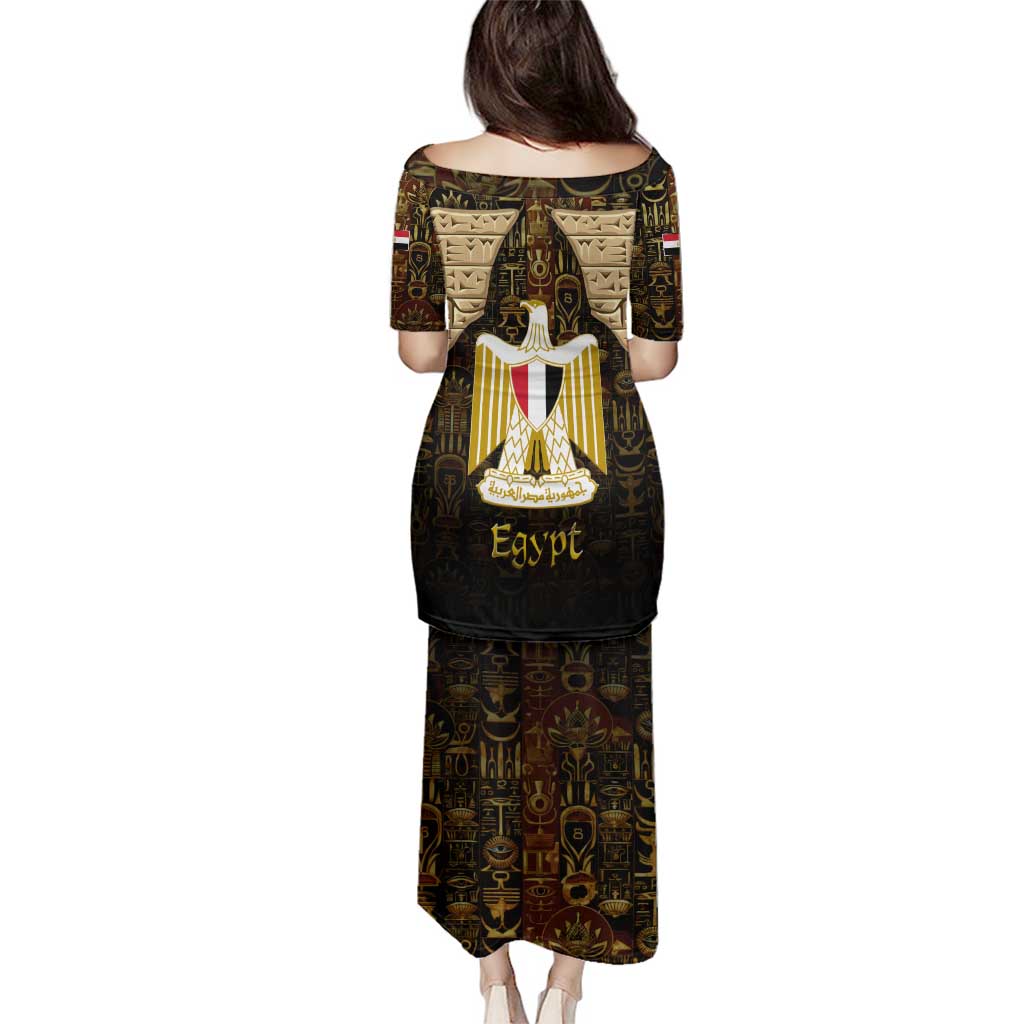 Anubis Egypt Family Matching Puletasi and Hawaiian Shirt with Ancient Hieroglyph Pharaoh Spirit