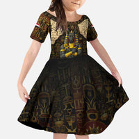 Anubis Egypt Family Matching Short Sleeve Bodycon Dress and Hawaiian Shirt with Ancient Hieroglyph Pharaoh Spirit