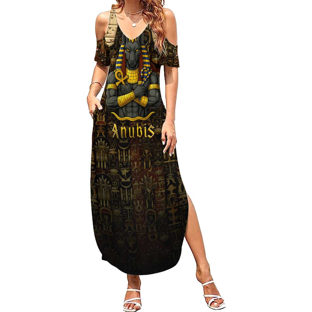 Anubis Egypt Family Matching Summer Maxi Dress and Hawaiian Shirt with Ancient Hieroglyph Pharaoh Spirit