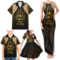 Anubis Egypt Family Matching Tank Maxi Dress and Hawaiian Shirt with Ancient Hieroglyph Pharaoh Spirit