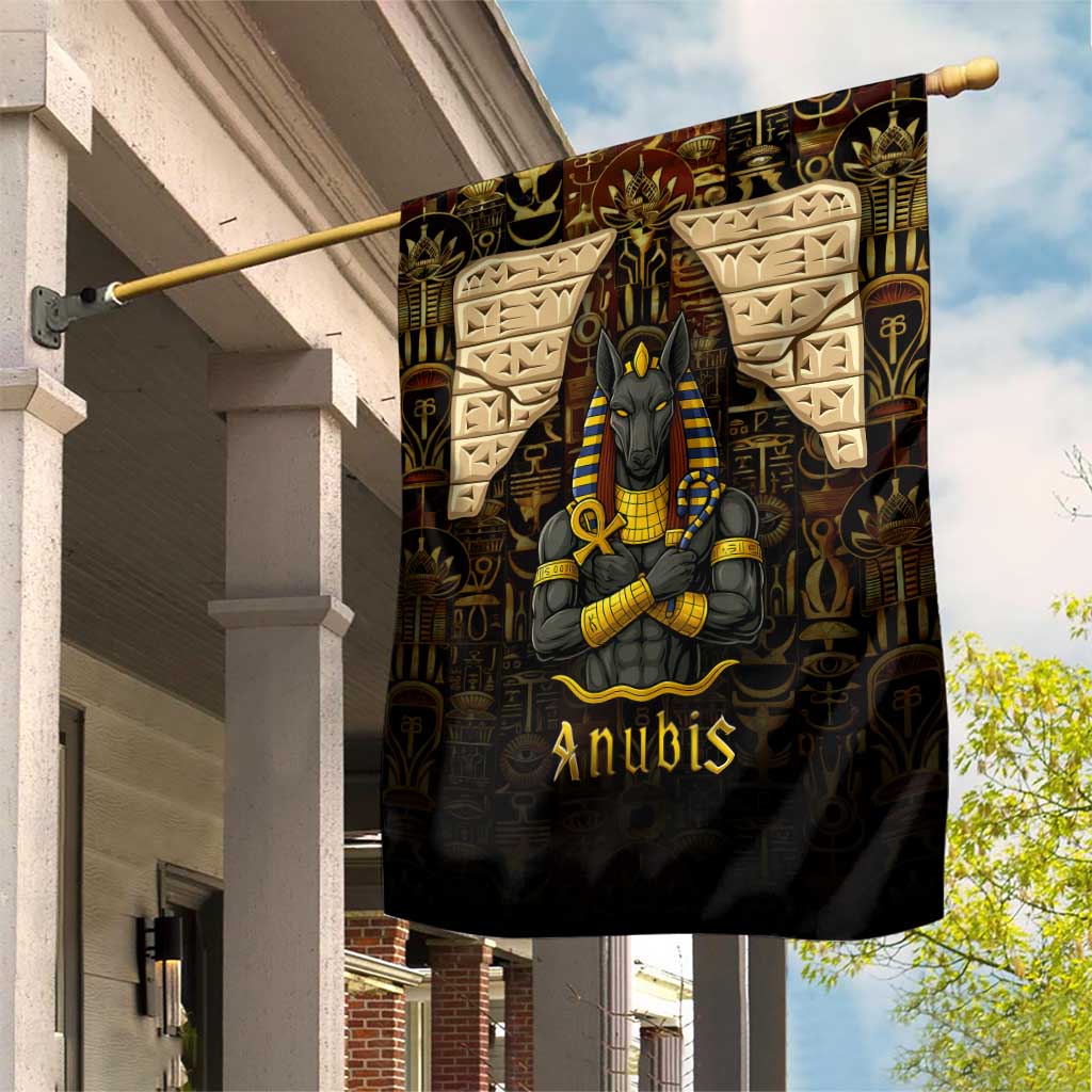 Anubis Egypt Garden Flag with Ancient Hieroglyph Pharaoh Spirit