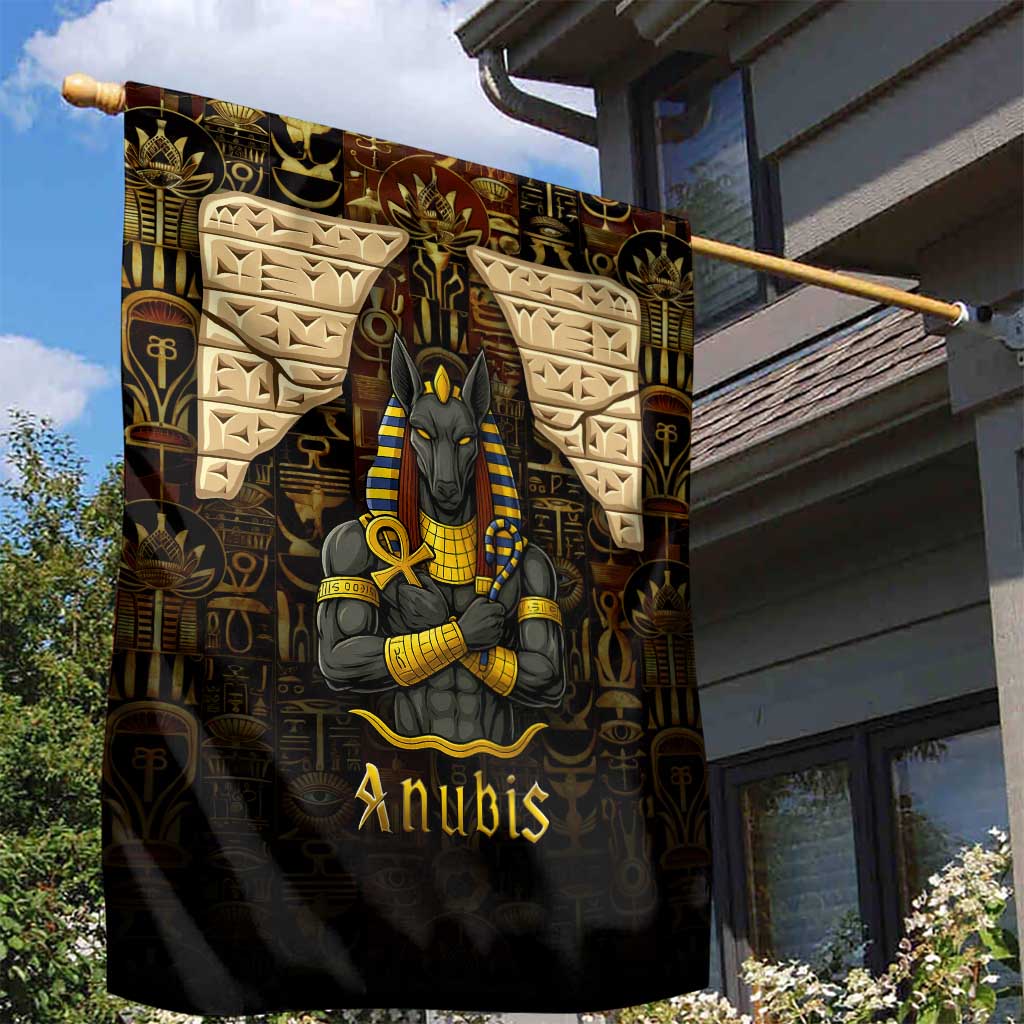 Anubis Egypt Garden Flag with Ancient Hieroglyph Pharaoh Spirit