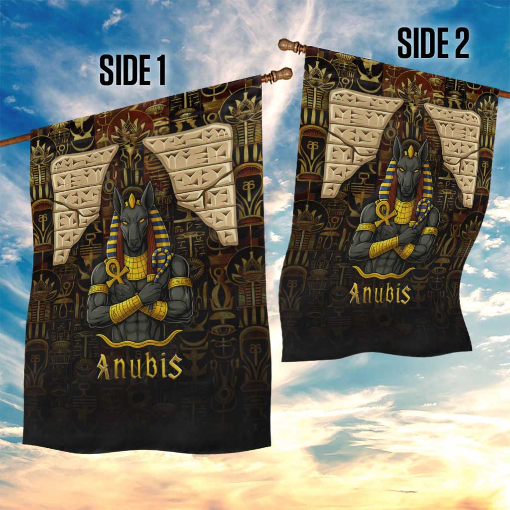 Anubis Egypt Garden Flag with Ancient Hieroglyph Pharaoh Spirit