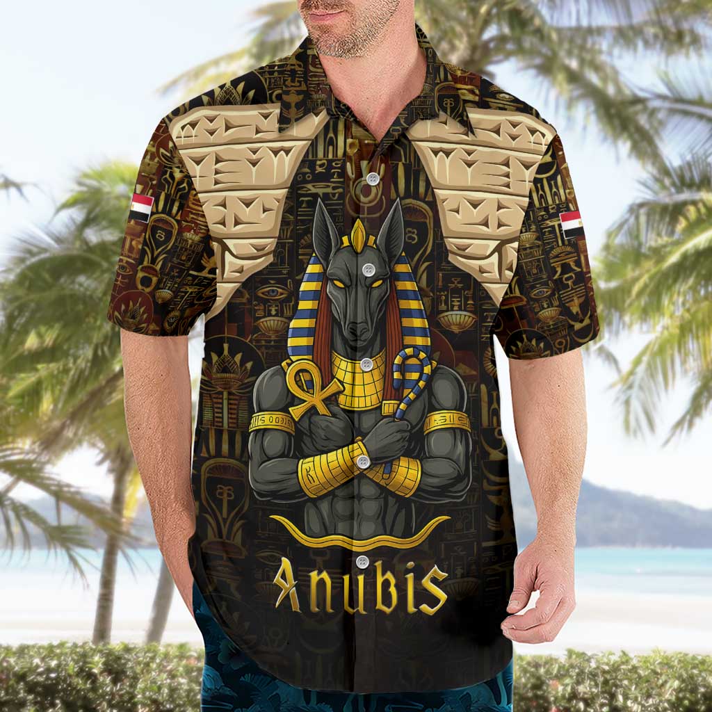 Anubis Egypt Hawaiian Shirt with Ancient Hieroglyph Pharaoh Spirit