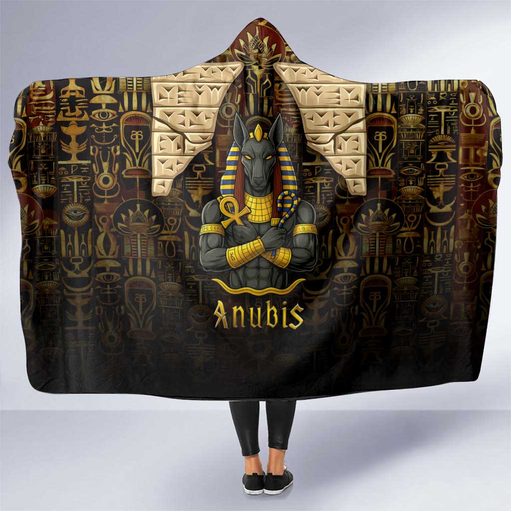 Anubis Egypt Hooded Blanket with Ancient Hieroglyph Pharaoh Spirit