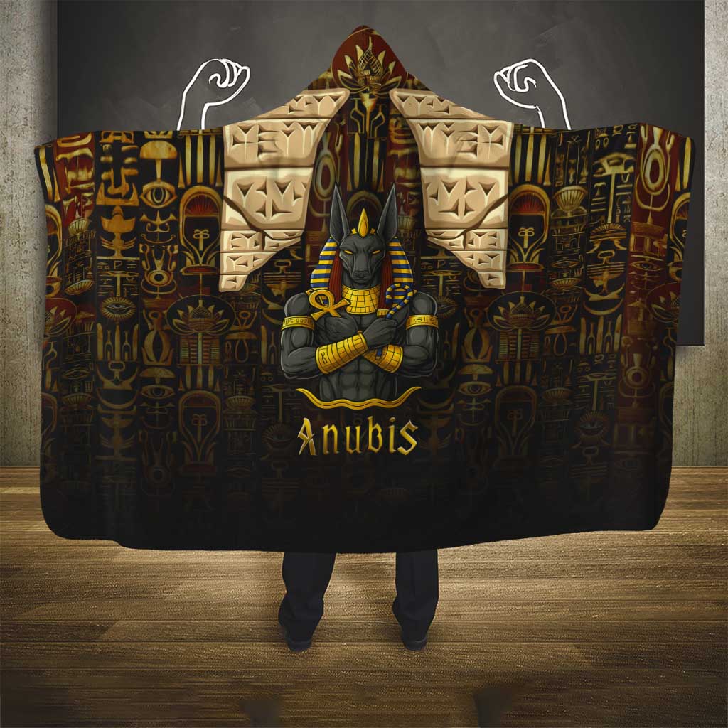 Anubis Egypt Hooded Blanket with Ancient Hieroglyph Pharaoh Spirit