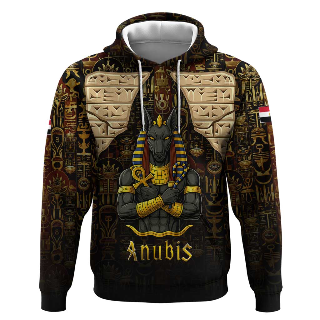 Anubis Egypt Hoodie with Ancient Hieroglyph Pharaoh Spirit