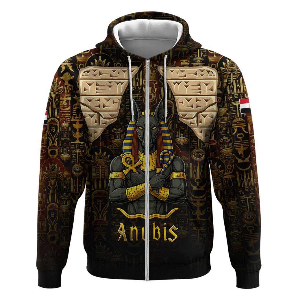 Anubis Egypt Hoodie with Ancient Hieroglyph Pharaoh Spirit
