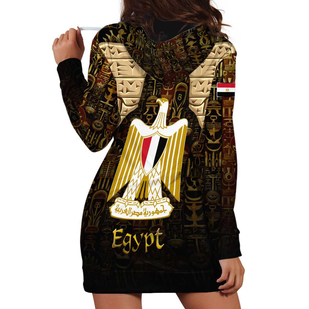 Anubis Egypt Hoodie Dress with Ancient Hieroglyph Pharaoh Spirit