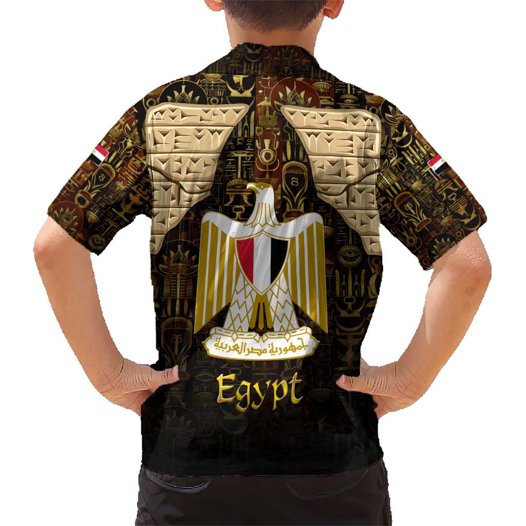 Anubis Egypt Kid Hawaiian Shirt with Ancient Hieroglyph Pharaoh Spirit