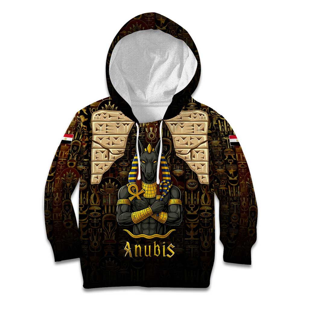 Anubis Egypt Kid Hoodie with Ancient Hieroglyph Pharaoh Spirit
