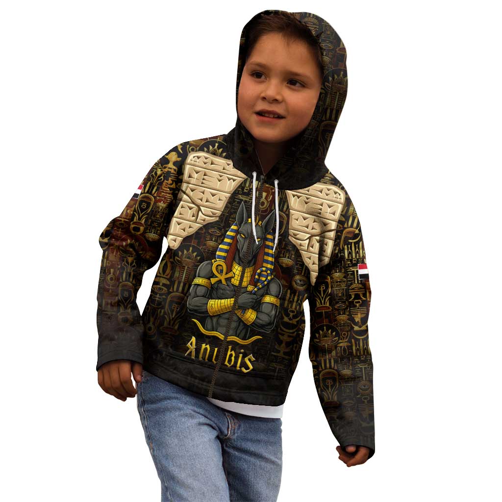 Anubis Egypt Kid Hoodie with Ancient Hieroglyph Pharaoh Spirit