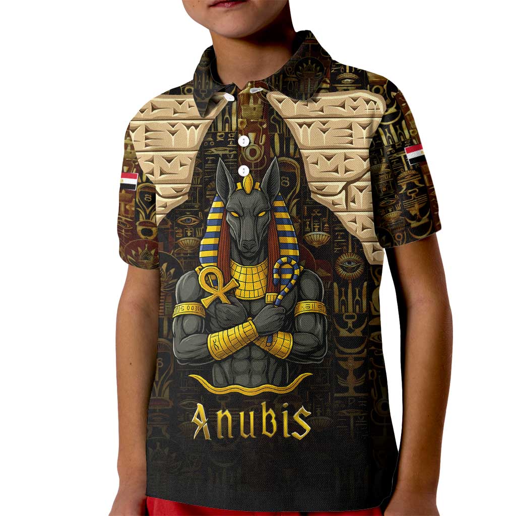 Anubis Egypt Kid Polo Shirt with Ancient Hieroglyph Pharaoh Spirit