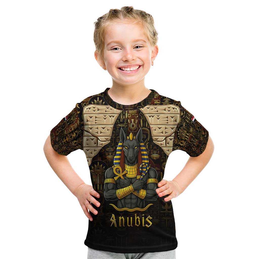 Anubis Egypt Kid T Shirt with Ancient Hieroglyph Pharaoh Spirit