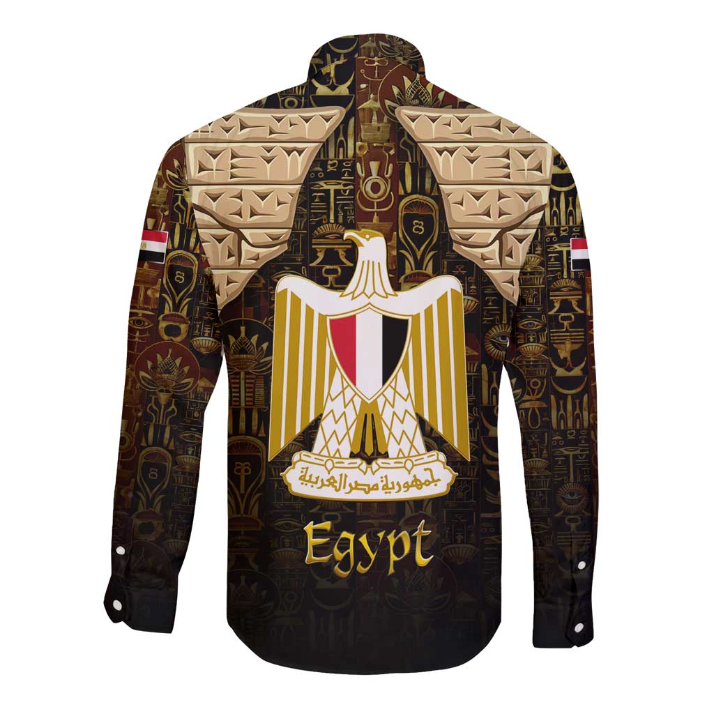 Anubis Egypt Long Sleeve Button Shirt with Ancient Hieroglyph Pharaoh Spirit