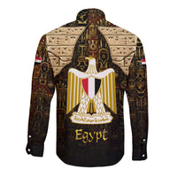 Anubis Egypt Long Sleeve Button Shirt with Ancient Hieroglyph Pharaoh Spirit