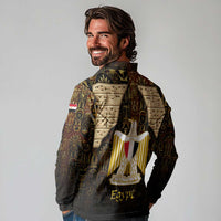 Anubis Egypt Long Sleeve Polo Shirt with Ancient Hieroglyph Pharaoh Spirit